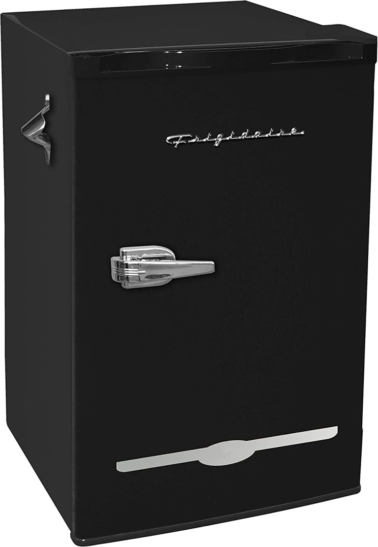 FRIGIDAIRE EFR376-BLACK 3.2 Cu Ft Black Retro Bar Fridge with Side Bottle Opener